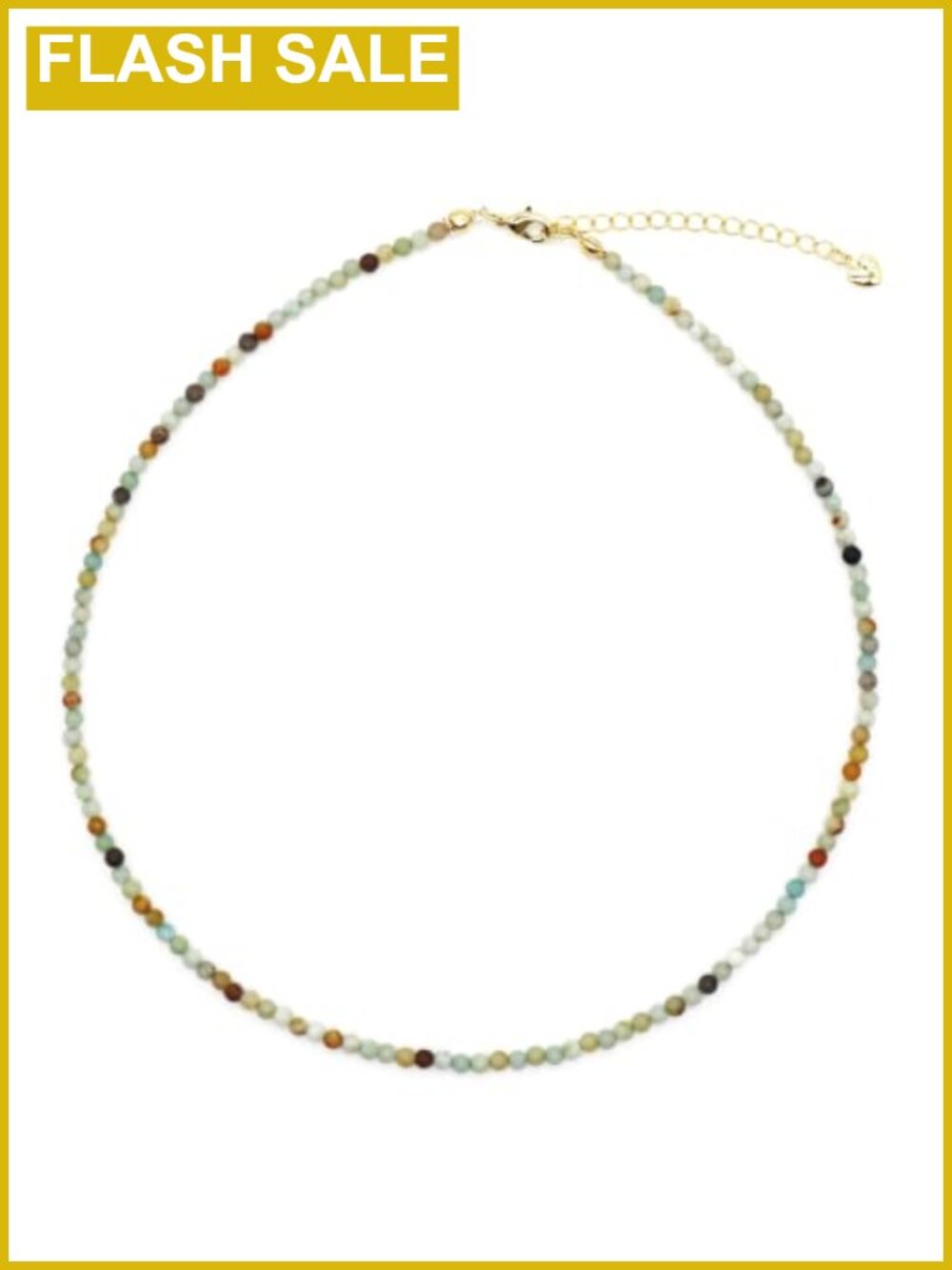 3MM Handmade Stone Beaded Choker Necklace 14k gold plated